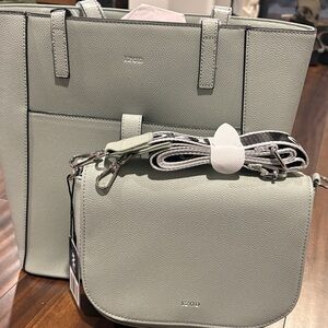 Light Sage  Leather Tote & Crossbody Set